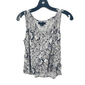 Sanctuary linen White Snake Print Scoop Neck Sleeveless Top Size S